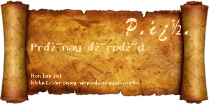Prónay Árpád névjegykártya