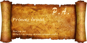 Prónay Árpád névjegykártya